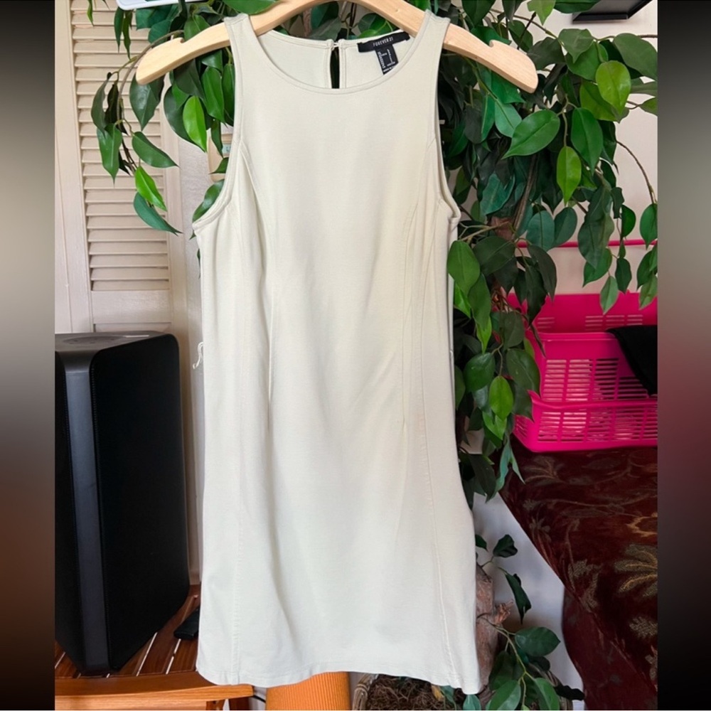 Forever 21 Cream Sage Sheath Halter Mini Dress